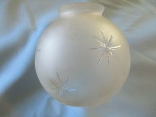 Vtg Clear Frosted Glass W Etched Star Bursts Lamp Shade Globe