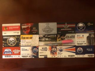 15 Nhl Blackhawks Sabres Penguins Oilers Season Ticket Holder Credit Cards Stubs