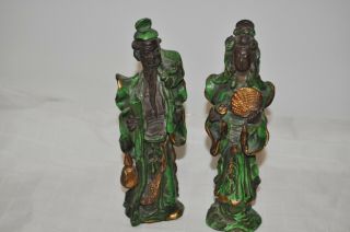 Rare Vintage Hand Painted Porcelain Chinese Man & Women Figurines Awc Italy 3974