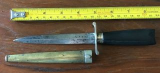 Antique 19th Century French Dagger With Brass Sheath