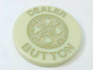 Great Vintage Off White Poker Dealers Button Gambling