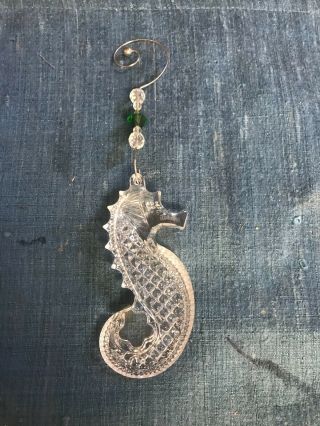 Vintage 3 1/2 " Waterford Cut Crystal Seahorse Ornament In