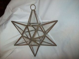 Vintage Star Shaped Hanging Metal And Glass Terrarium