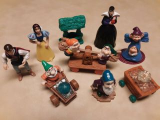 1992 Mcdonalds Disney Snow White Seven Dwarfs Set Of 9 Vintage Toy Figures