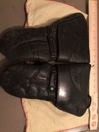 Antique Motorcycle Vintage 1940’s Harley Davidson Black Leather Gloves