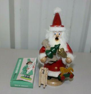 Vintage German Erzgebirgische Incense Burner Smoker Santa Wood Folk Art - W/ Knox