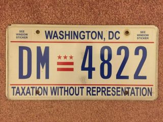 Washington Dc Taxation License Plate Tag - Dm 4822