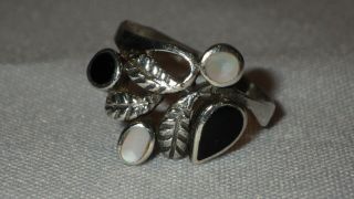 Vintage Mcm Retro Mid - Century Design Sterling Silver.  925 Ring Floral Leaves