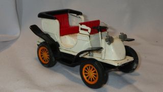 Vintage Sign Of Quality Japan White Roadster Tin Litho Friction Toy Car -