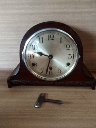 Antique Chiming Foreign Mantle Clock With Wind Up Key