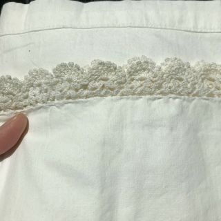 Vintage Full/double Fieldcrest Duracale Cotton Flat Sheet W/ Hand Crocheted Lace