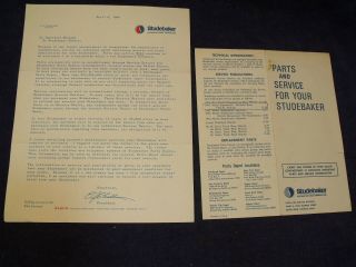4/6/1966 Letter & Brochure To Studebaker Owners E.  J.  Challinor,  Pres.