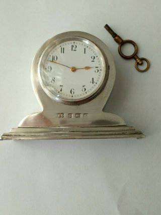 Solid Silver Miniature Mantle Clock 1931 Serviced,  Running Well,  Boxed