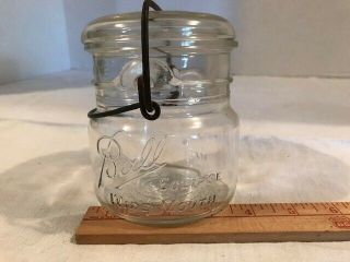 1 Vintage Ball Eclipse Wide Mouth Pint Clear Glass Canning Jar W/ Glass Top Bail