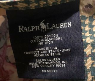 Ralph Lauren Vintage Catherine Duvet Cover Full/Queen Green Houndstooth Floral 3