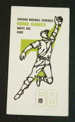 1968 Chicago Cubs & White Sox Baseball Pocket Schedule Continental Bank Sponsor