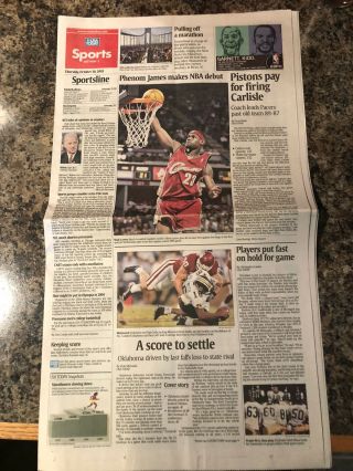 2003 Lebron James Nba Basketball Debut Usa Today Newspaper.  Cleveland Cavaliers