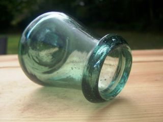 Godet Pot Ancien Verre Soufflé Vert Bleu Gresigne 18ème Antique Glass Cup Pontil
