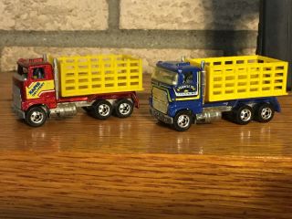 Vintage Hot Wheels 1981 Ford Stake Bed Trucks Rapid Deilvery & Sunset Trucking