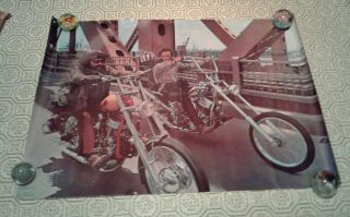 Vntg 1969 Easy Rider Dennis Hopper Peter Fonda Chopper Motorcycle 23x32 " Poster