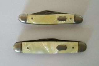 Vintage 2 Imperial Prov R.  I.  2 Blade Pearl Handle Folding Pocket Knifes