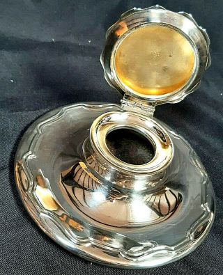 & Substantial George V Sterling Silver Capstan Inkwell Birmingham 1920 2