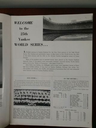 1960 World Series Program - York Yankees vs Pittsburgh Pirates 3