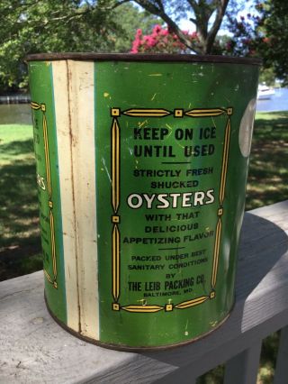 Antique 1 Gallon Sun Brand Oysters Can w/Lid - The Leib Packing Co. ,  Baltimore,  MD 3