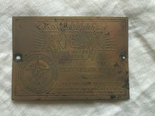 Vintage Rex Gas Water Heater Cleveland Heater Company Brass Emblem