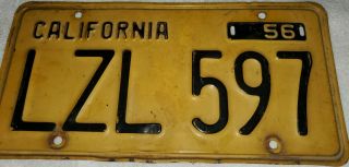1956 California License Plate Black On Orange Vintage Collectible