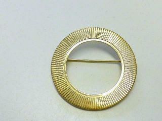 Vintage WINARD Ribbed Circle 1/20 12K Gold Filled Brooch Pin Retro Art Deco MCM 2