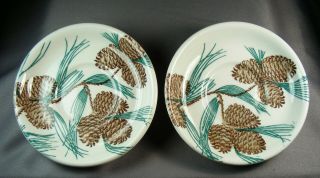 2 Vtg Needles And Pine Pinecone Pattern Restaurant Ware Saucers Tepco?
