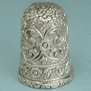 Ornate Antique Sterling Silver Thimble India/english Import Circa 1890s
