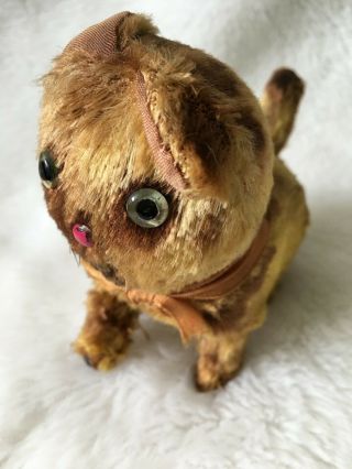 Vintage Scary German? Mohair Fur Wind Up Mechanical Creepy Kitty Kitten Cat Toy