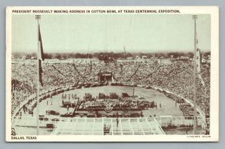 Fdr Address At Cotton Bowl Dallas Texas Centennial Expo Vintage Roosevelt 1936
