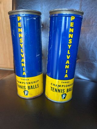 Vintage Pennsylvania Rubber Co.  3 Championship Tennis Balls In Tins X2