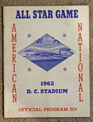 1962 Mlb All Star Game Baseball Program Dc Stadium,