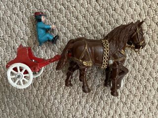 Vtg Kenton Toys Cast Iron Overland Circus Wagon Front Axle,  Driver And Horses