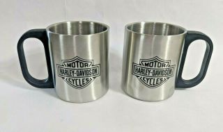 2 Harley Davidson Stainless Steel Mini Mugs