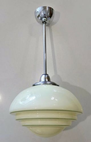 Antique Vintage Large Art Deco Glass Chrome Light Shade/pendant Lamp Ufo Beehive
