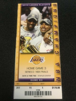2010 Nba Finals Series D Game 3 La Lakers - Boston Celtics Kobe Bryant Ticket
