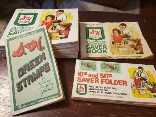 16 Vintage S&h Green Stamps Books And Folders - 3 Different Styles - Mostly Full