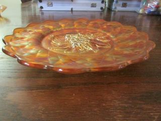Vintage Carnival Glass Marigold Plate With Grapes 11 In