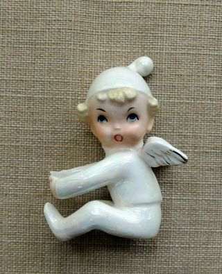 Vintage Angel Fairy Pixie Figurine Ceramic Candle Hugger Climber Japan