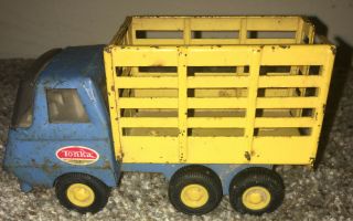 Vintage Tonka Mini Stake Bed Dump Truck Blue and White 1970’s 5.  5” Long. 2