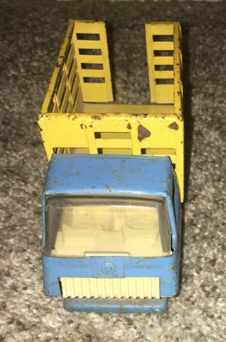 Vintage Tonka Mini Stake Bed Dump Truck Blue and White 1970’s 5.  5” Long. 3