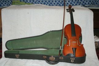 Old,  Vintage,  Antique " American Era " Violin,  4/4,  Case And Bow