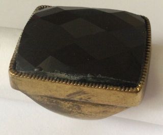 Vintage Statement Mid Century Modernist Brass And Onyx? Ring Size 6.  75