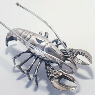 Vintage Solid Silver Italian Miniature Of A Large Lobster Hallmarked Heavy