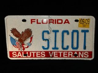 2009 Florida " Salutes Veterans " License Plate